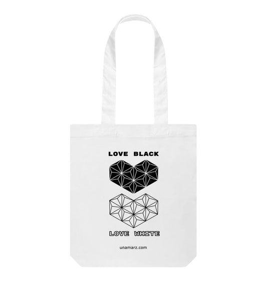 White Love Black, Love White - One side Tote Bag