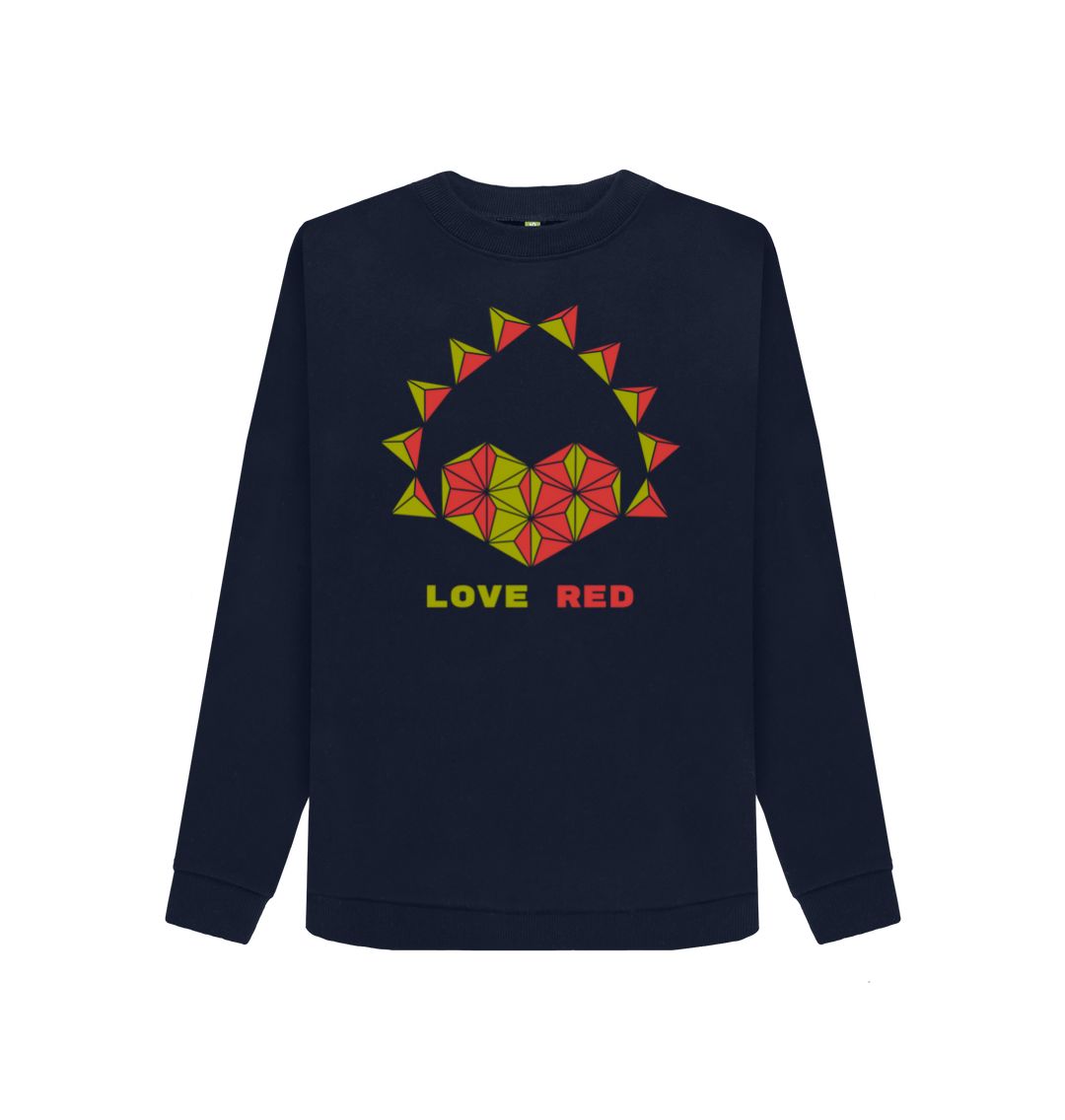 Navy Blue Love Red - Women's Crewneck Sweater