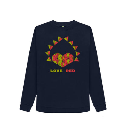 Navy Blue Love Red - Women's Crewneck Sweater