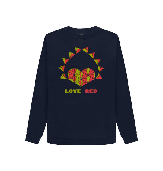 Navy Blue Love Red - Women's Crewneck Sweater
