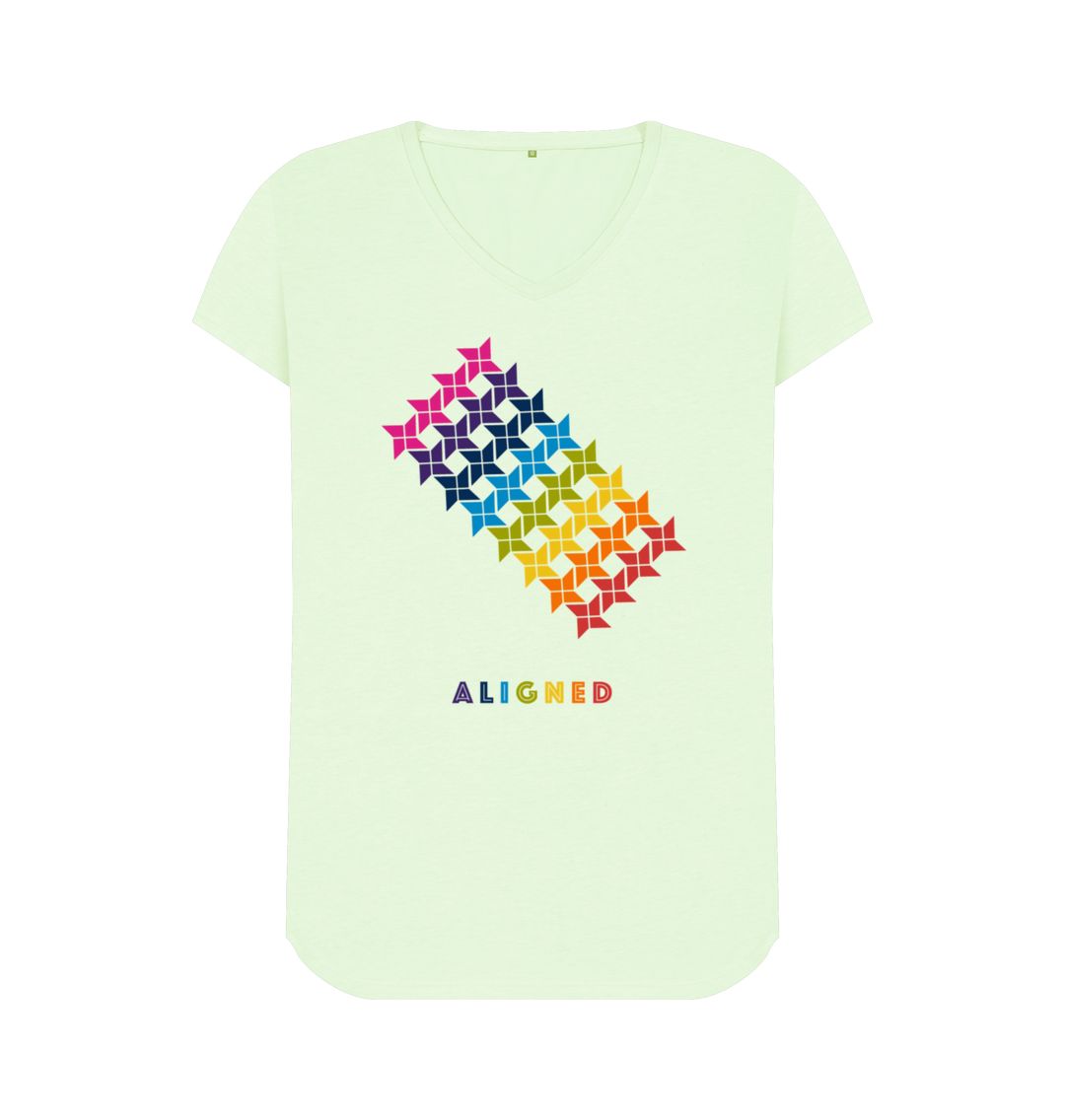 Pastel Green Aligned - Women's V-Neck T-shirt