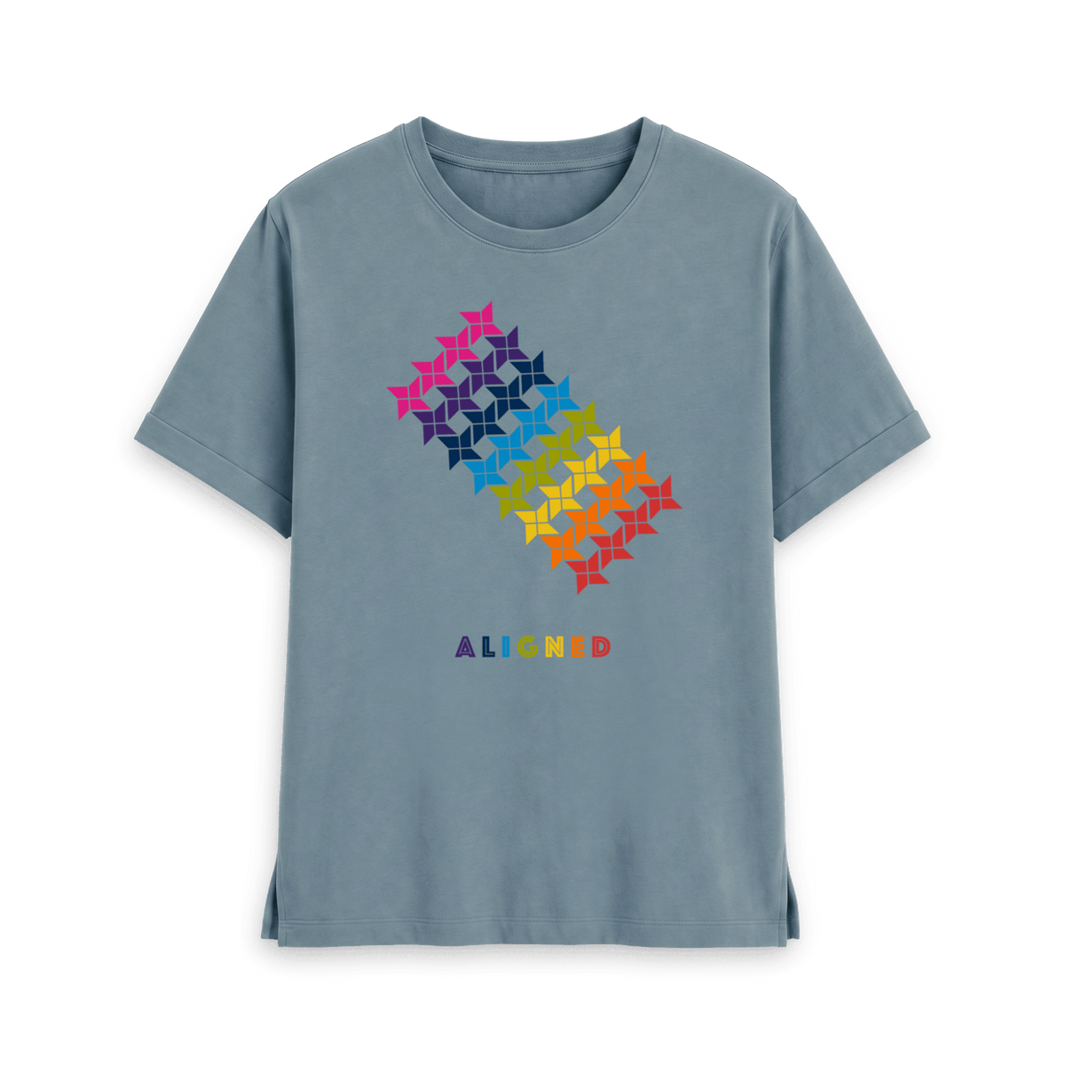 Stone Blue Printed T-shirt Front