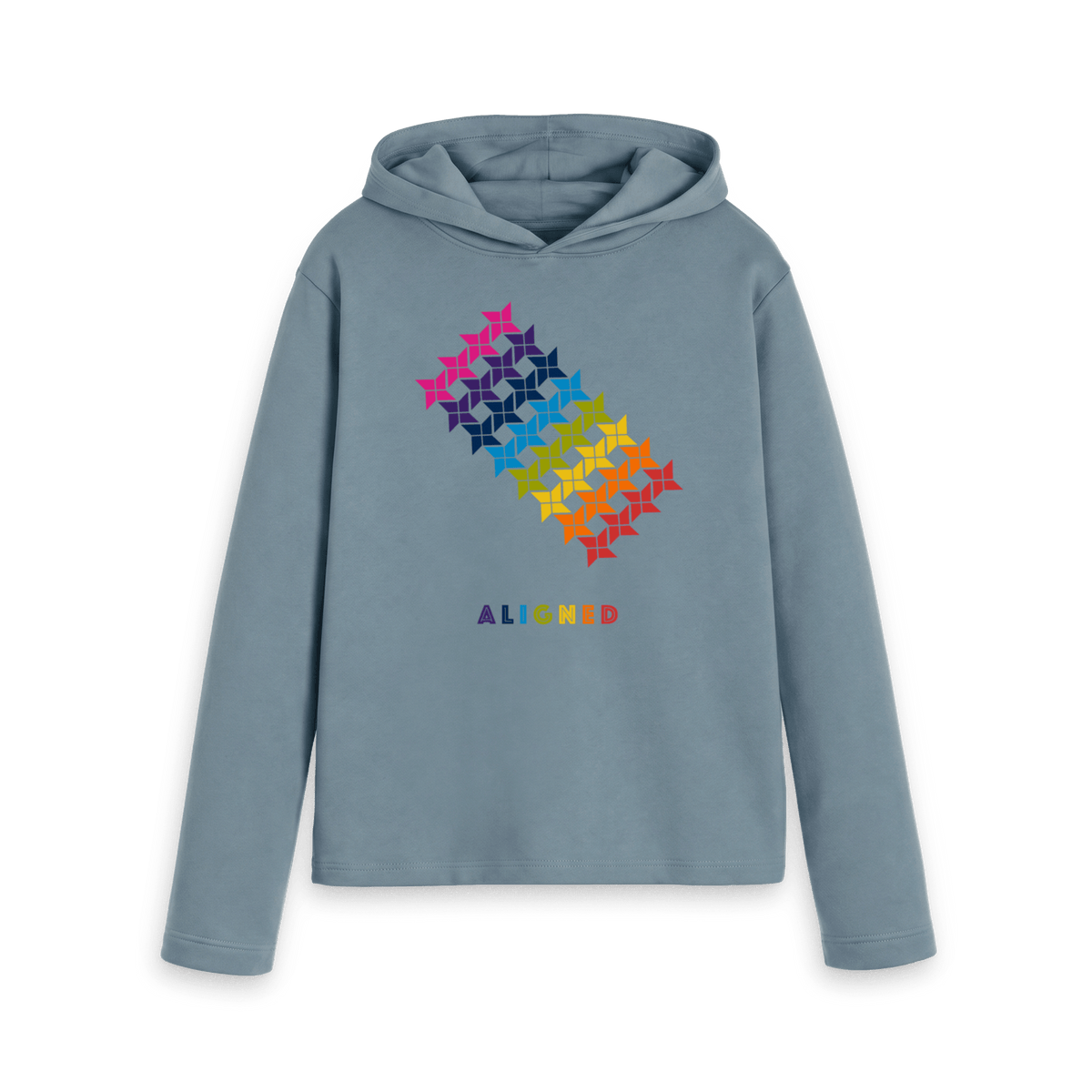 Stone Blue Printed Hoody Front