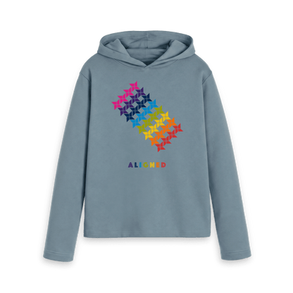 Stone Blue Printed Hoody Front