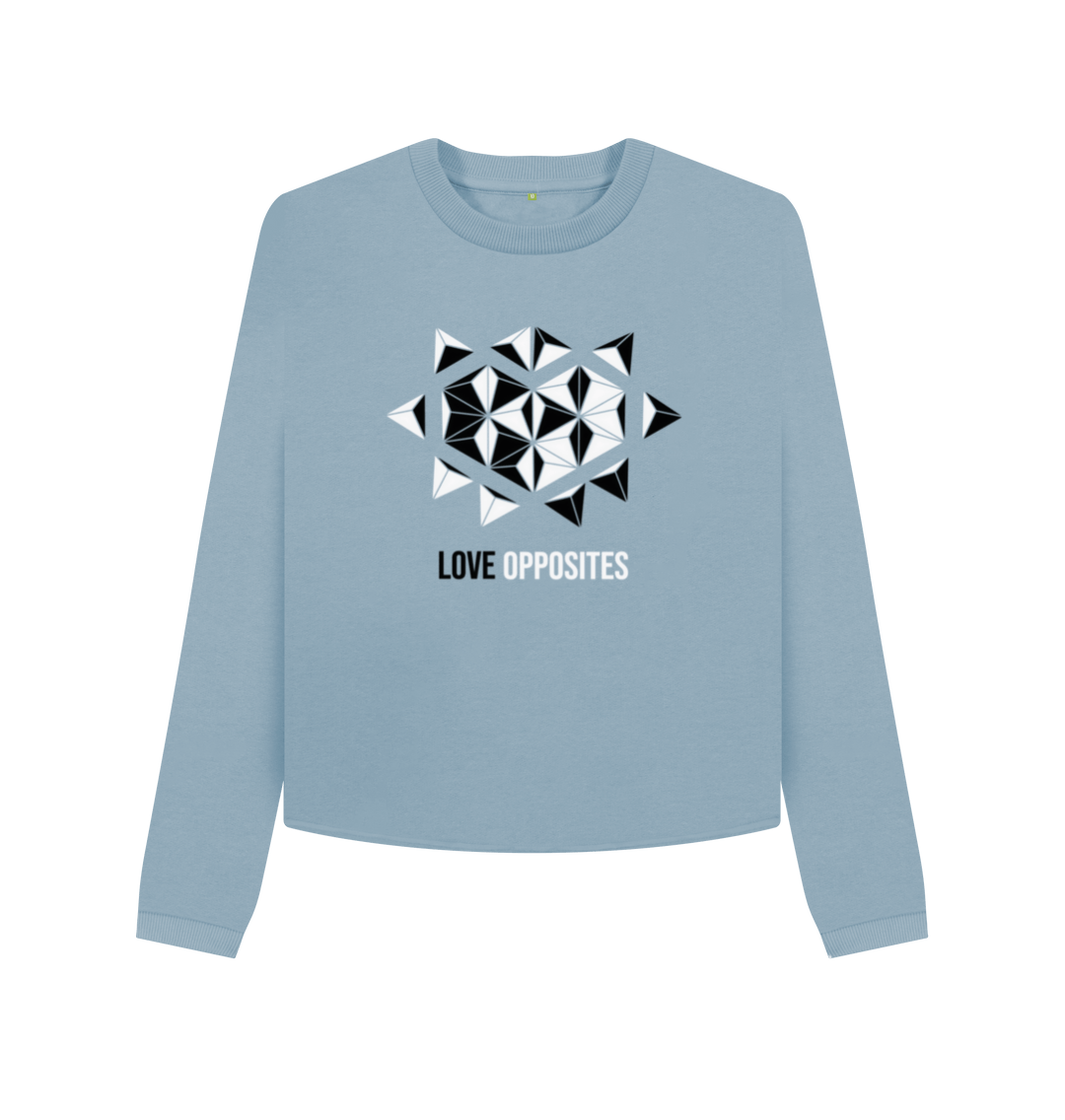 Stone Blue Printed Boxy Jumpers Front