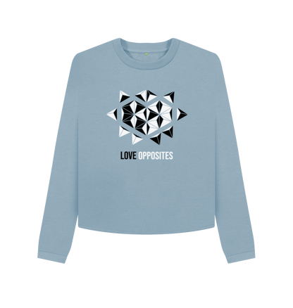 Stone Blue Printed Boxy Jumpers Front