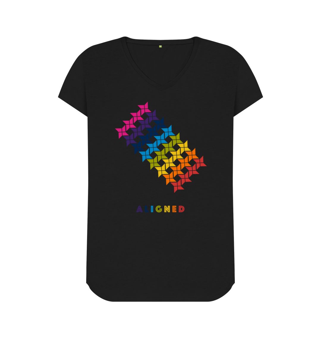 Black Aligned - Women's V-Neck T-shirt