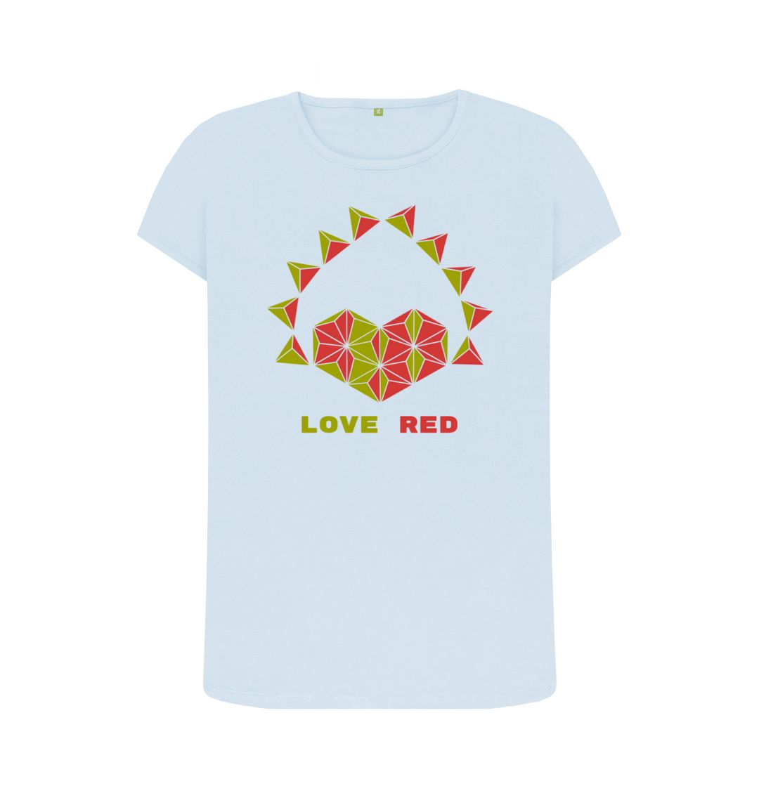 Sky Blue Love Red - Women's Crew Neck T-shirt