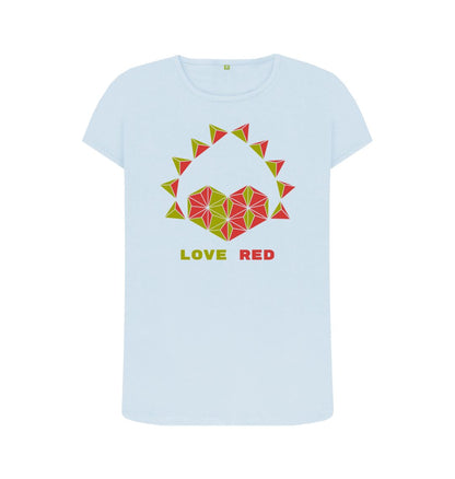 Sky Blue Love Red - Women's Crew Neck T-shirt