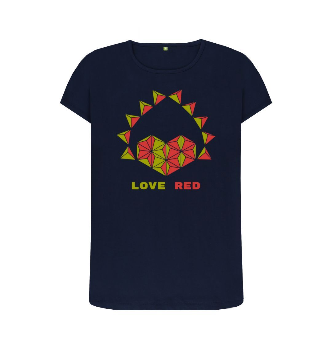 Navy Blue Love Red - Women's Crew Neck T-shirt