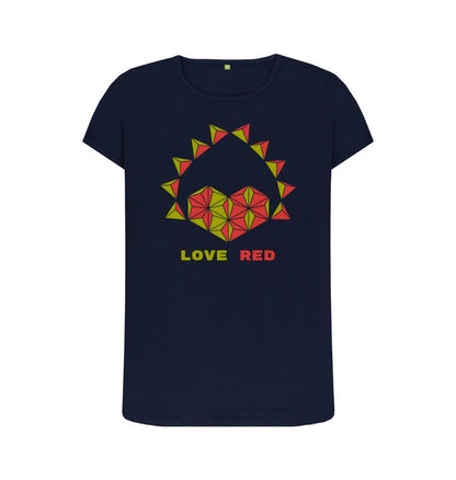Navy Blue Love Red - Women's Crew Neck T-shirt