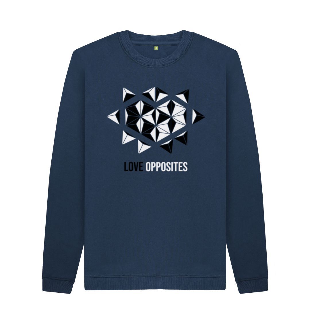 Navy Blue Love Opposites - Men's Crew Neck Sweater - 5 colours
