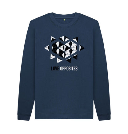 Navy Blue Love Opposites - Men's Crew Neck Sweater - 5 colours