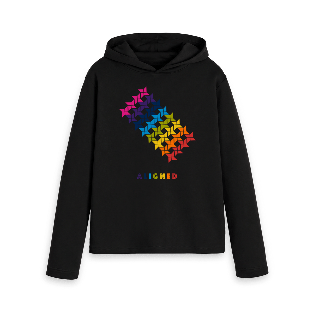 Black Printed Hoody Front