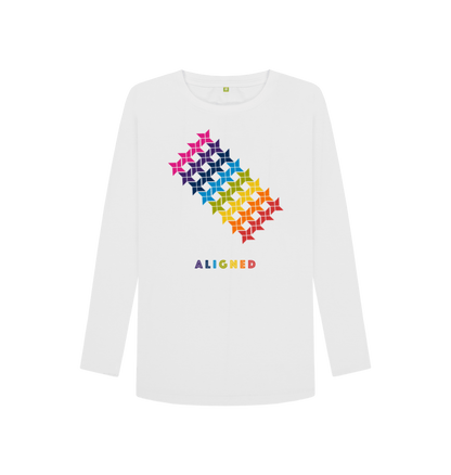 White Printed Long Sleeve T Shirt Front
