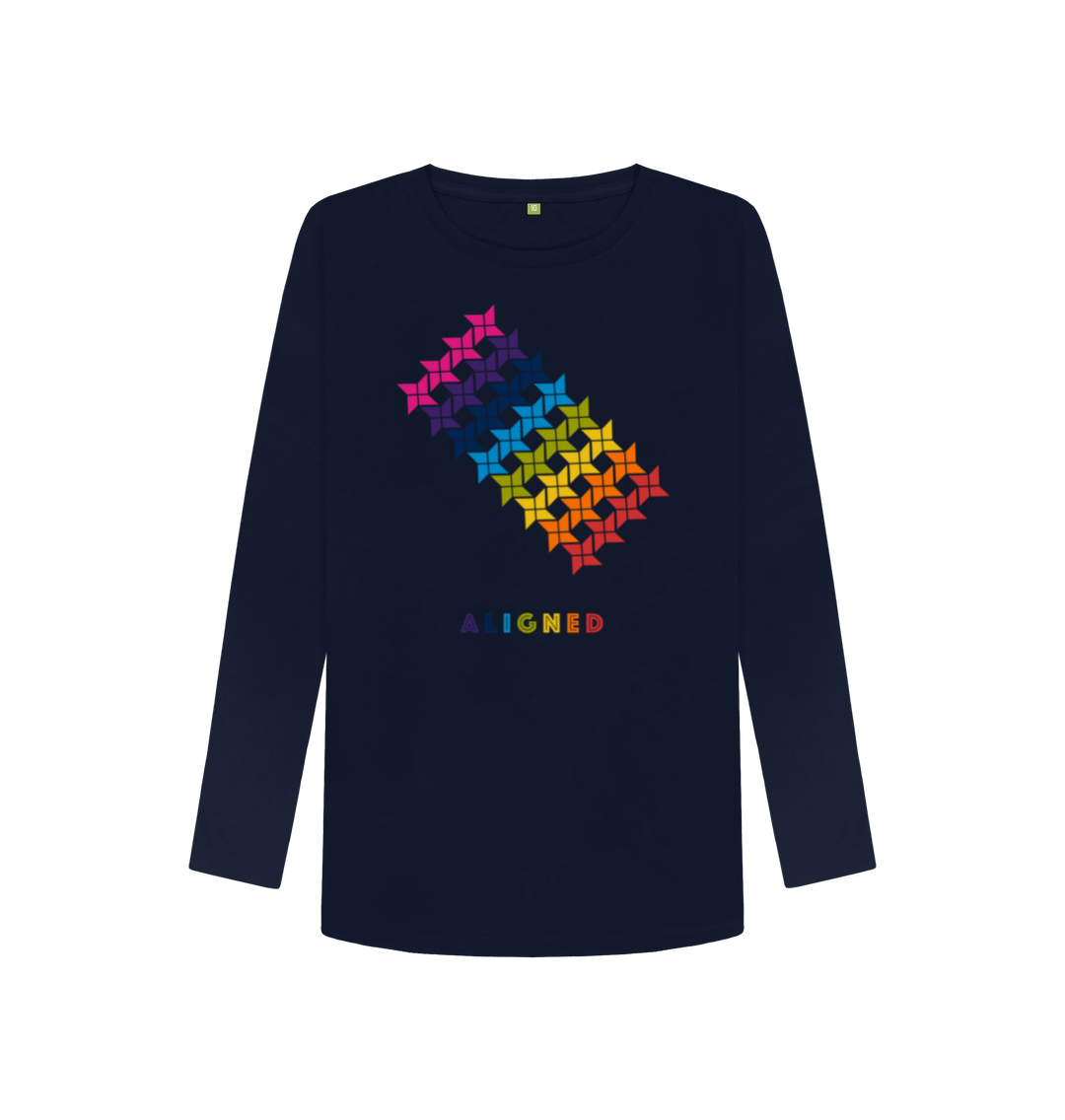 Navy Blue Printed Long Sleeve T Shirt Front