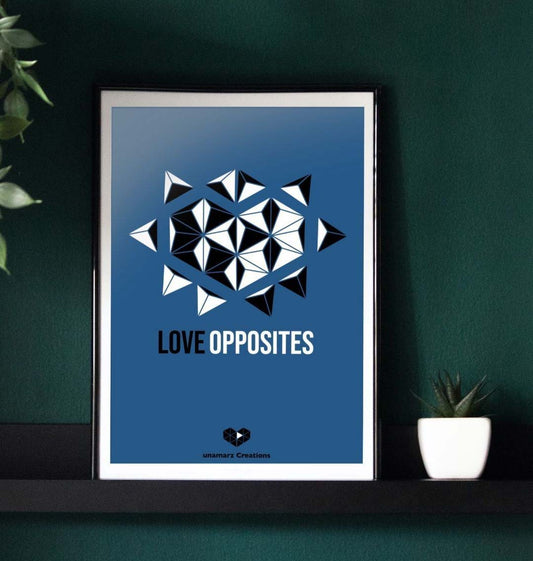 Blue Love Opposites Art Print - Large - A3