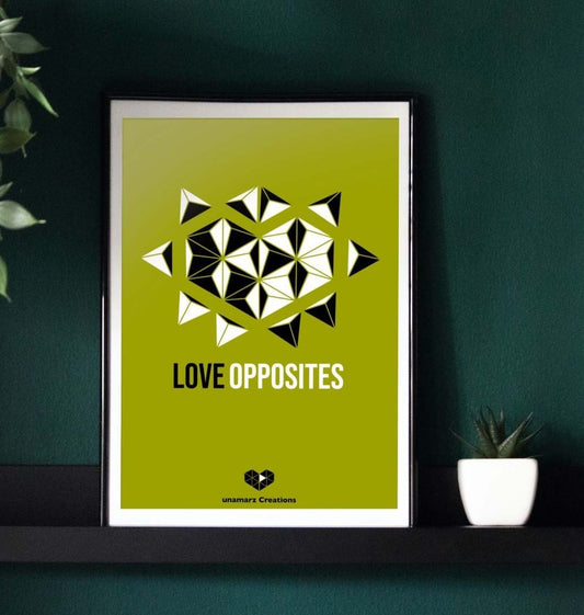 Green Love Opposites Art Print - Large - A3