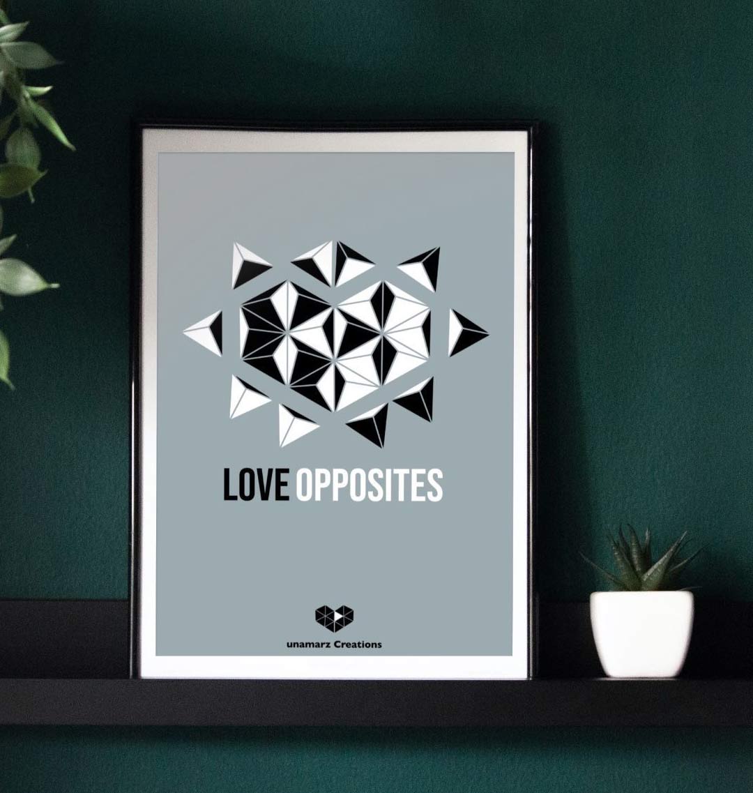 Grey Love Opposites Art Print - Large - A3