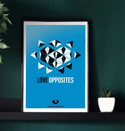 Light Blue Love Opposites Art Print - Large - A3