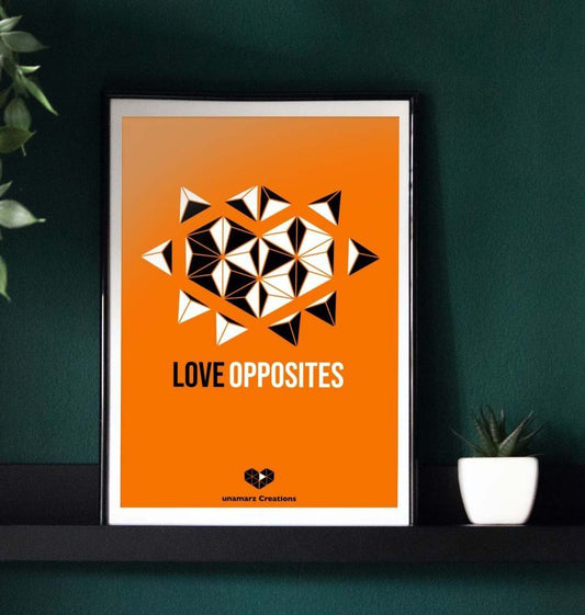 Orange Love Opposites Art Print - Large - A3