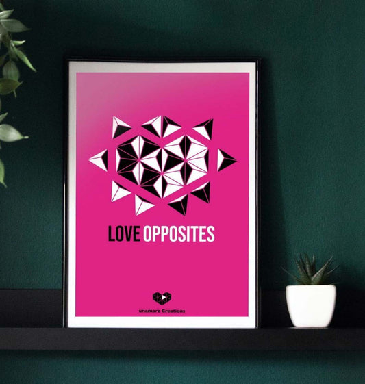 Pink Love Opposites Art Print - Large - A3