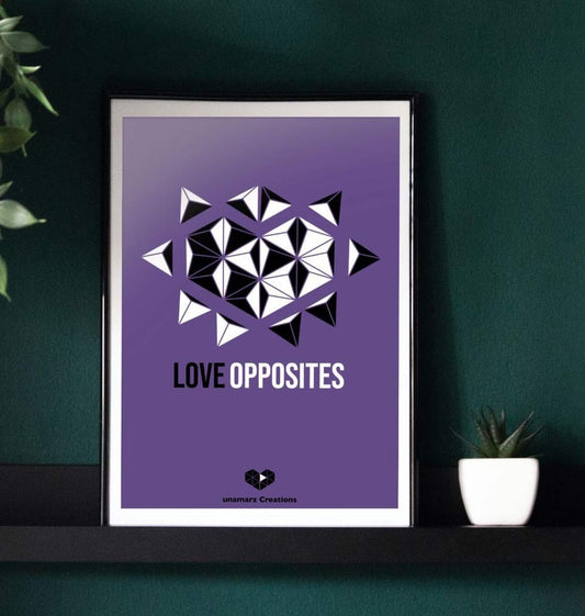 Purple Love Opposites Art Print - Large - A3