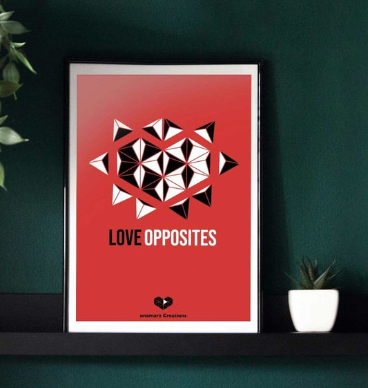 Red Love Opposites Art Print - Large - A3