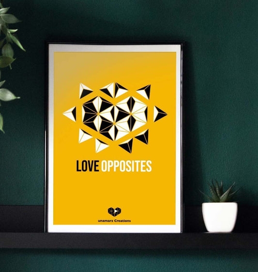 Yellow Love Opposites Art Print - Large - A3