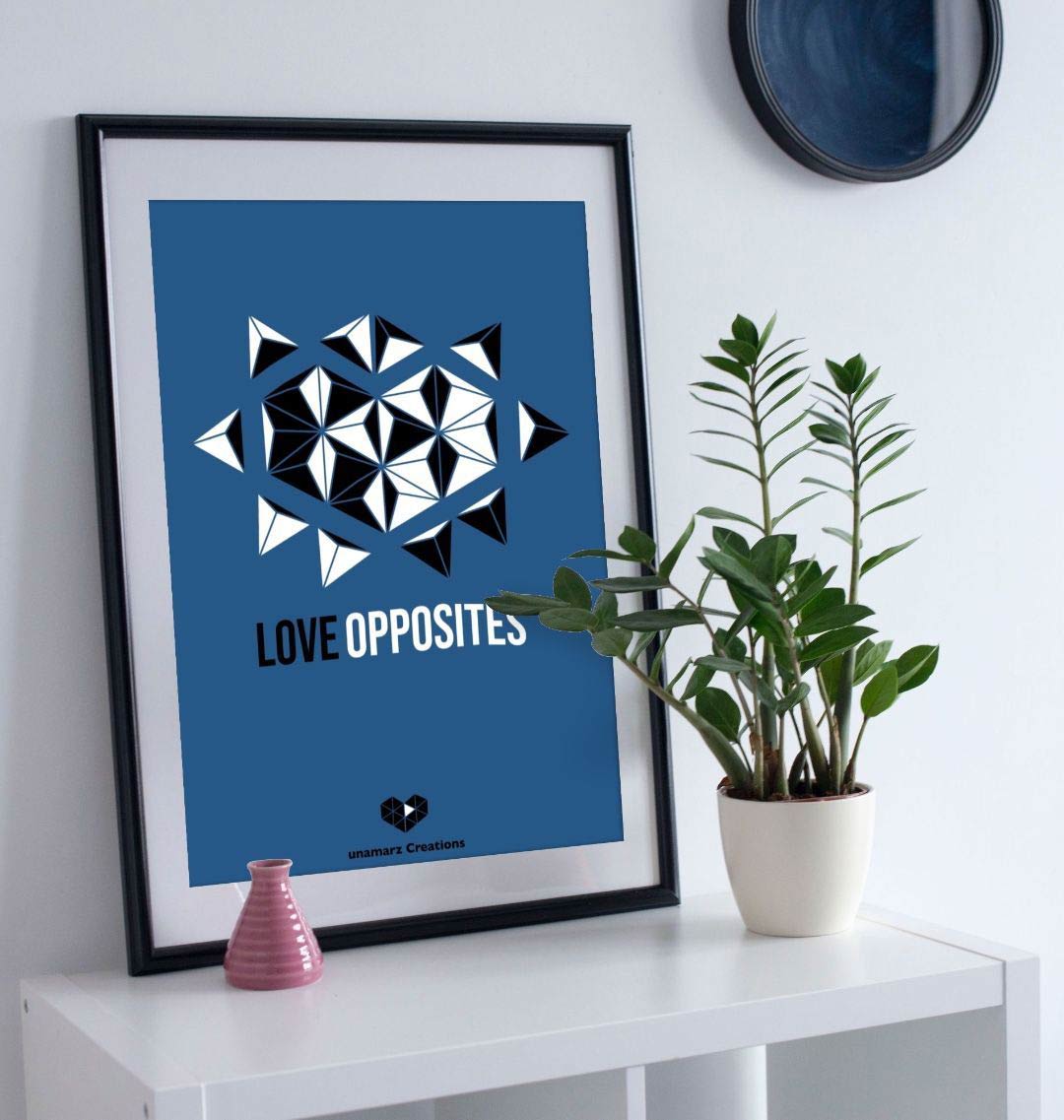 Blue Love Opposites Art Print - Large - A3