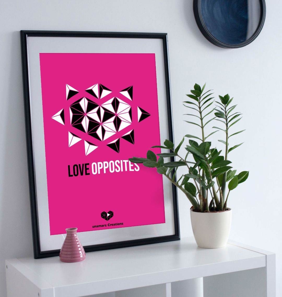 Pink Love Opposites Art Print - Large - A3