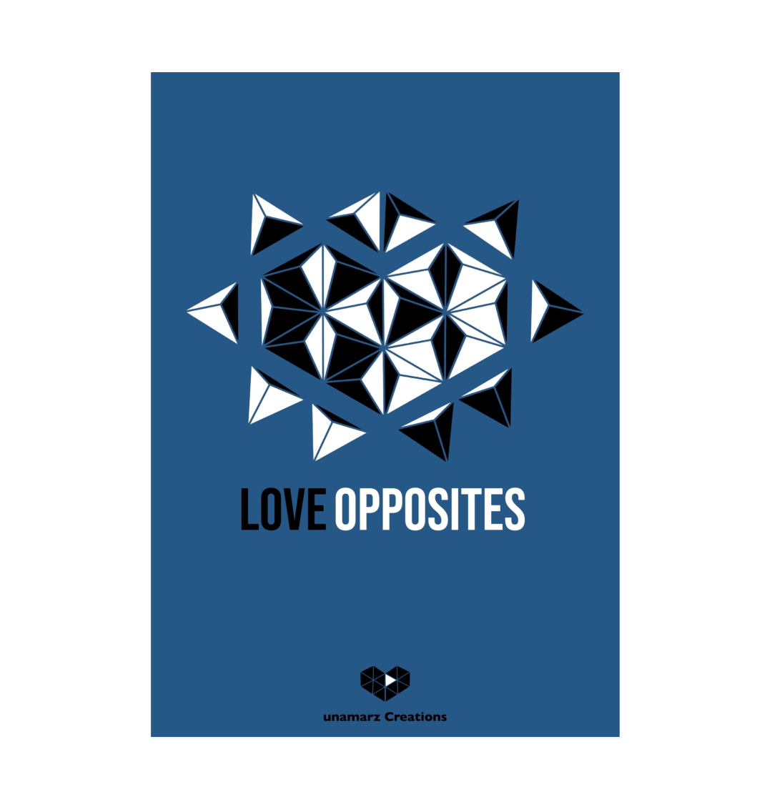 Blue Love Opposites Art Print - Large - A3