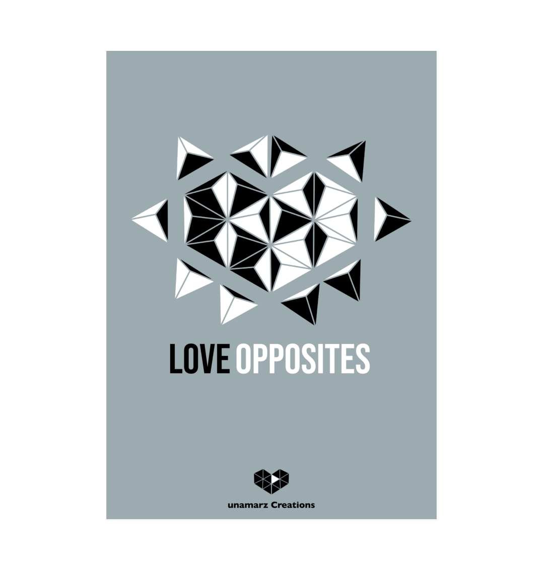 Grey Love Opposites Art Print - Large - A3