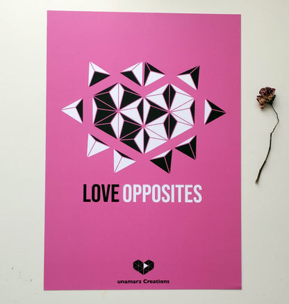 Pink Love Opposites Art Print - Large - A3