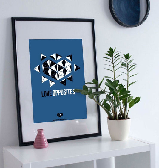 Blue Love Opposites Art Print - Medium - A4