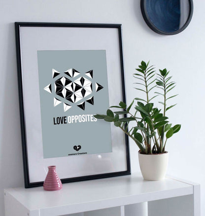 Grey Love Opposites Art Print - Medium - A4