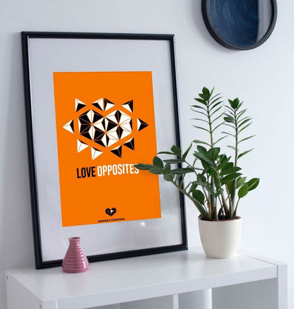 Orange Love Opposites Art Print - Medium - A4