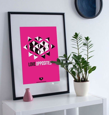 Pink Love Opposites Art Print - Medium - A4