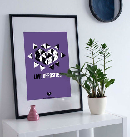 Purple Love Opposites Art Print - Medium - A4