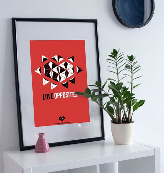 Red Love Opposites Art Print - Medium - A4