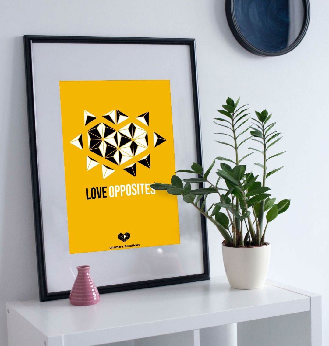 Yellow Love Opposites Art Print - Medium - A4