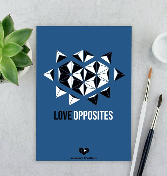 Blue Love Opposites Art Print - Small - A5