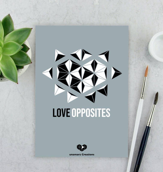 Grey Love Opposites Art Print - Small - A5