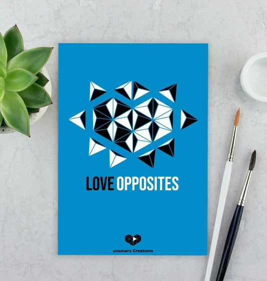 Light Blue Love Opposites Art Print - Small - A5