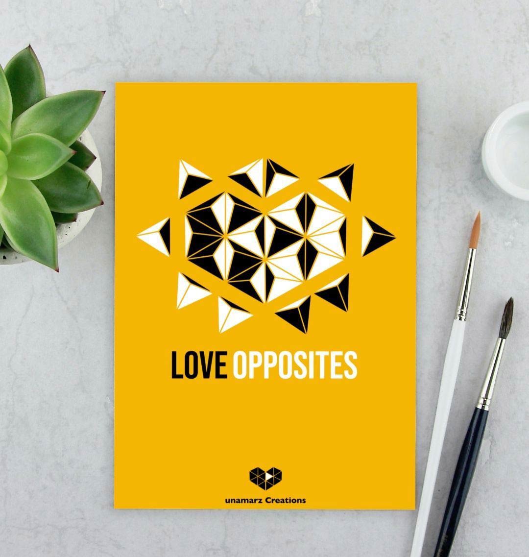 Yellow Love Opposites Art Print - Small - A5