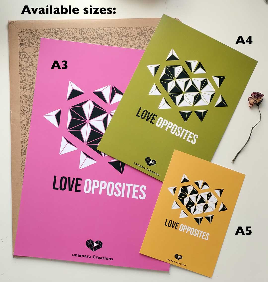 Pink Love Opposites Art Print - Large - A3