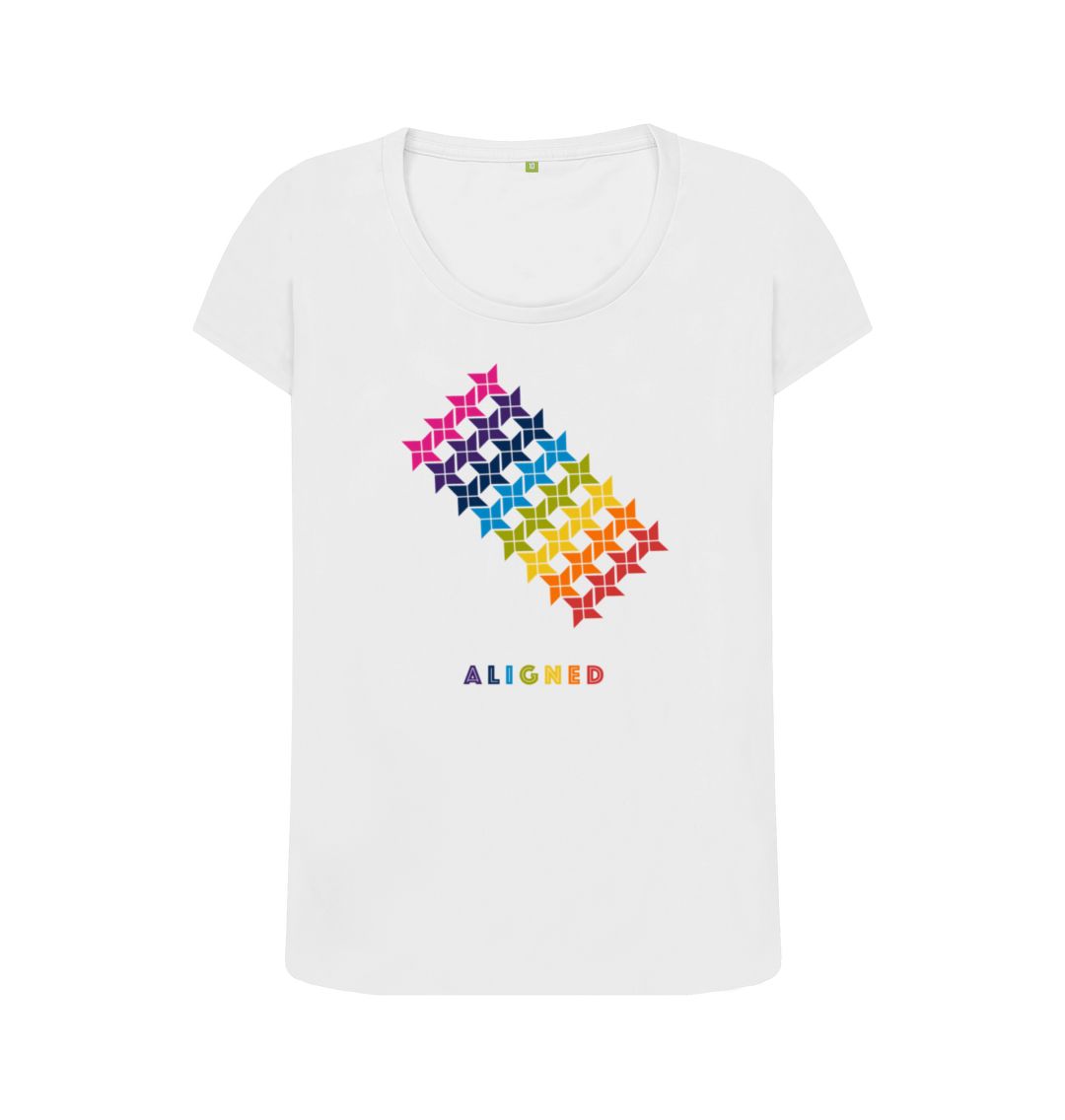 White Aligned - Women's Scoop Neck T-shirt