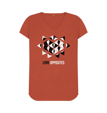 Rust Love Opposites - Women's V-Neck T-shirt - 2 colours