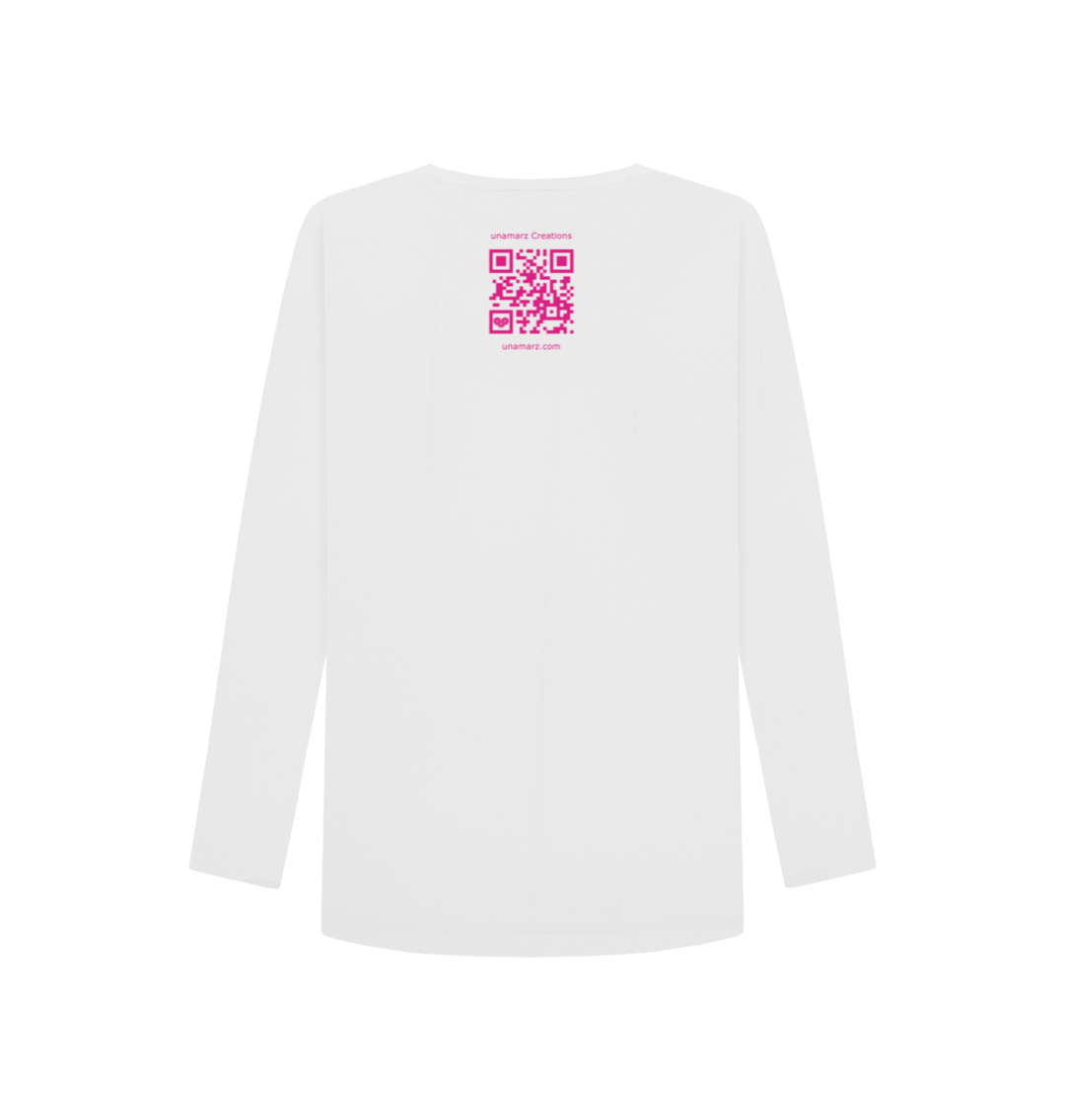 White Printed Long Sleeve T Shirt Back