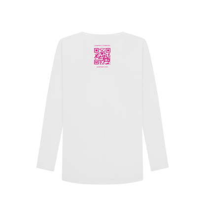 White Printed Long Sleeve T Shirt Back